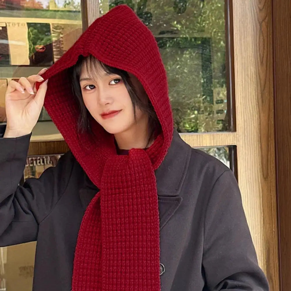 Casual Knit Hooded Scarf