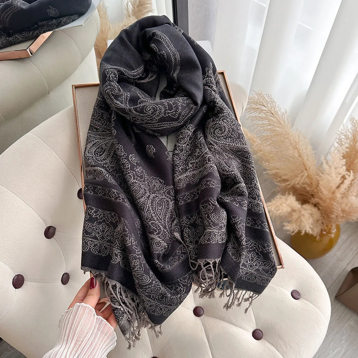 Fringed Paisley Shawl Scarf