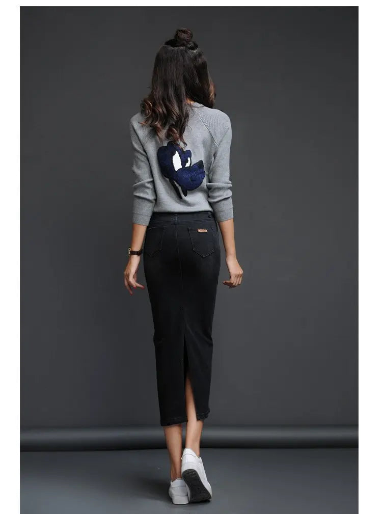 Denim High Waist Jean Skirt