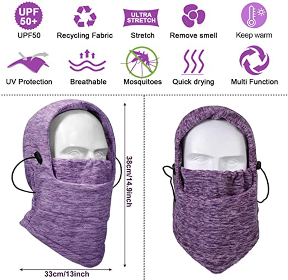 Winter Fleece Windproof Full Face Hooded Scarf