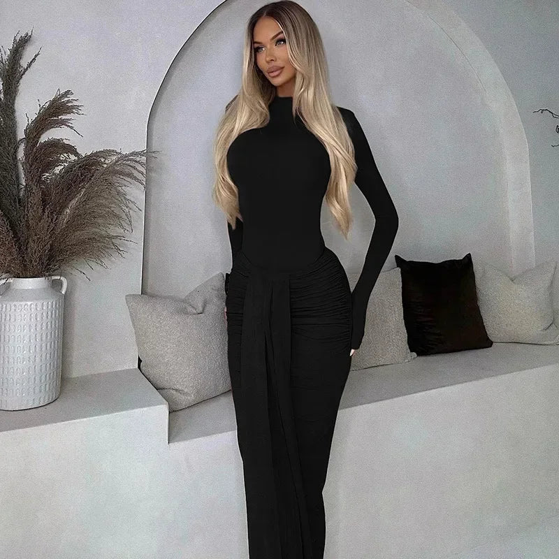 2 Piece-Set Maxi Pleated Skirt Outfit