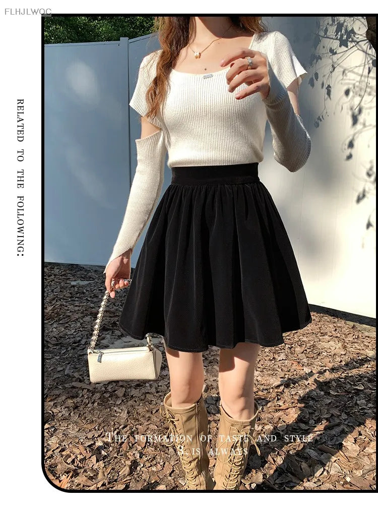 Velvet High-Waist Mini Skirt