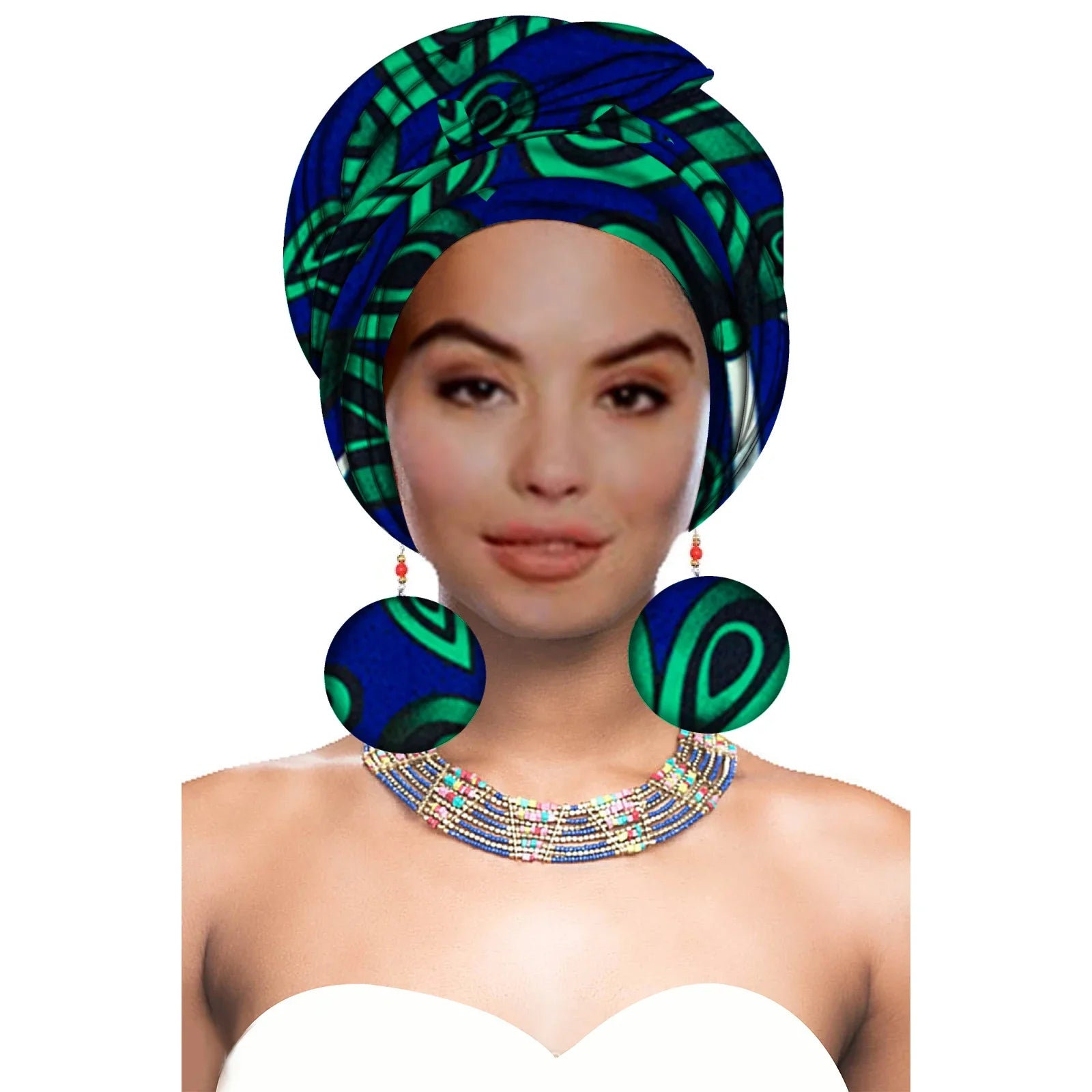 African Headwrap with Matching Earrings