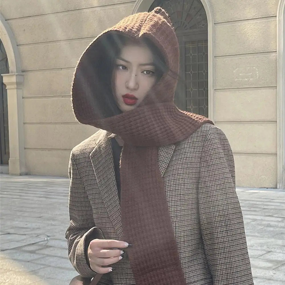 Casual Knit Hooded Scarf