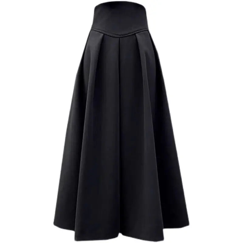Woolen Pleated High-Waist Skirt