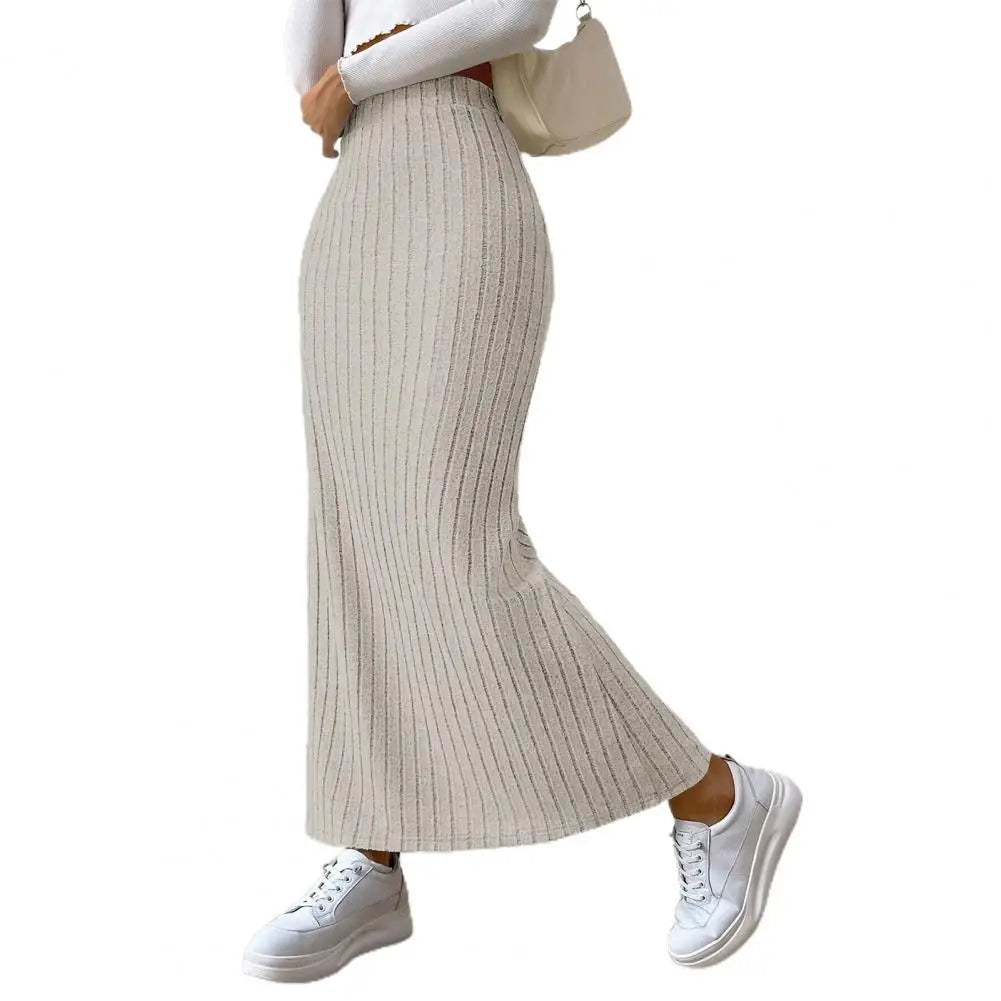 Long Hem Sheath High-Waist Maxi Skirt