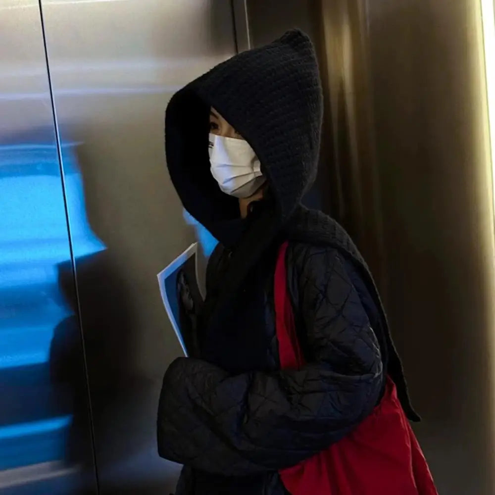 Casual Knit Hooded Scarf