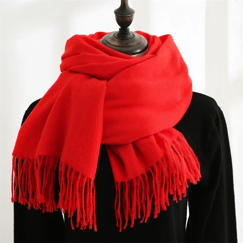 Unisex Cashmere Pashmina Scarf With Tassels