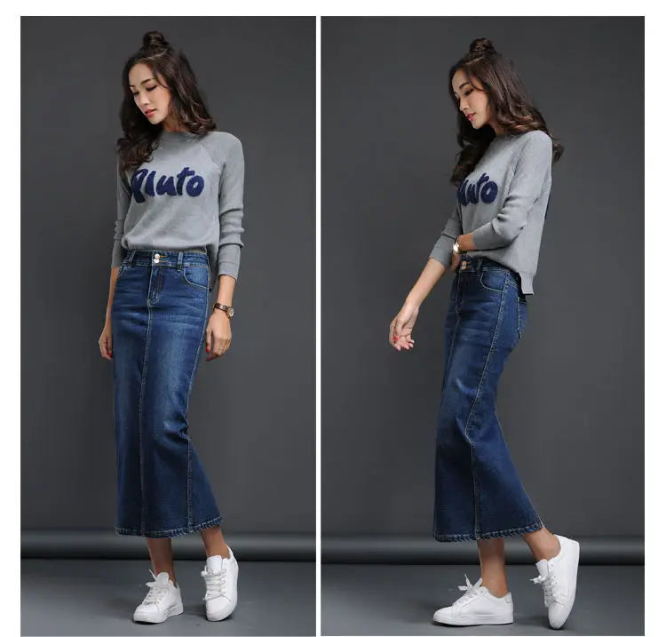 Denim High Waist Jean Skirt
