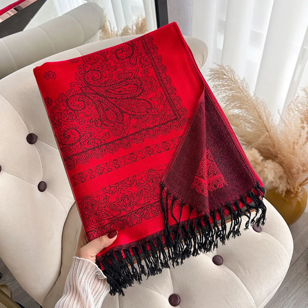 Fringed Paisley Shawl Scarf