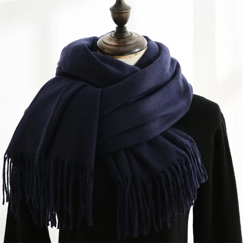 Unisex Cashmere Pashmina Scarf With Tassels