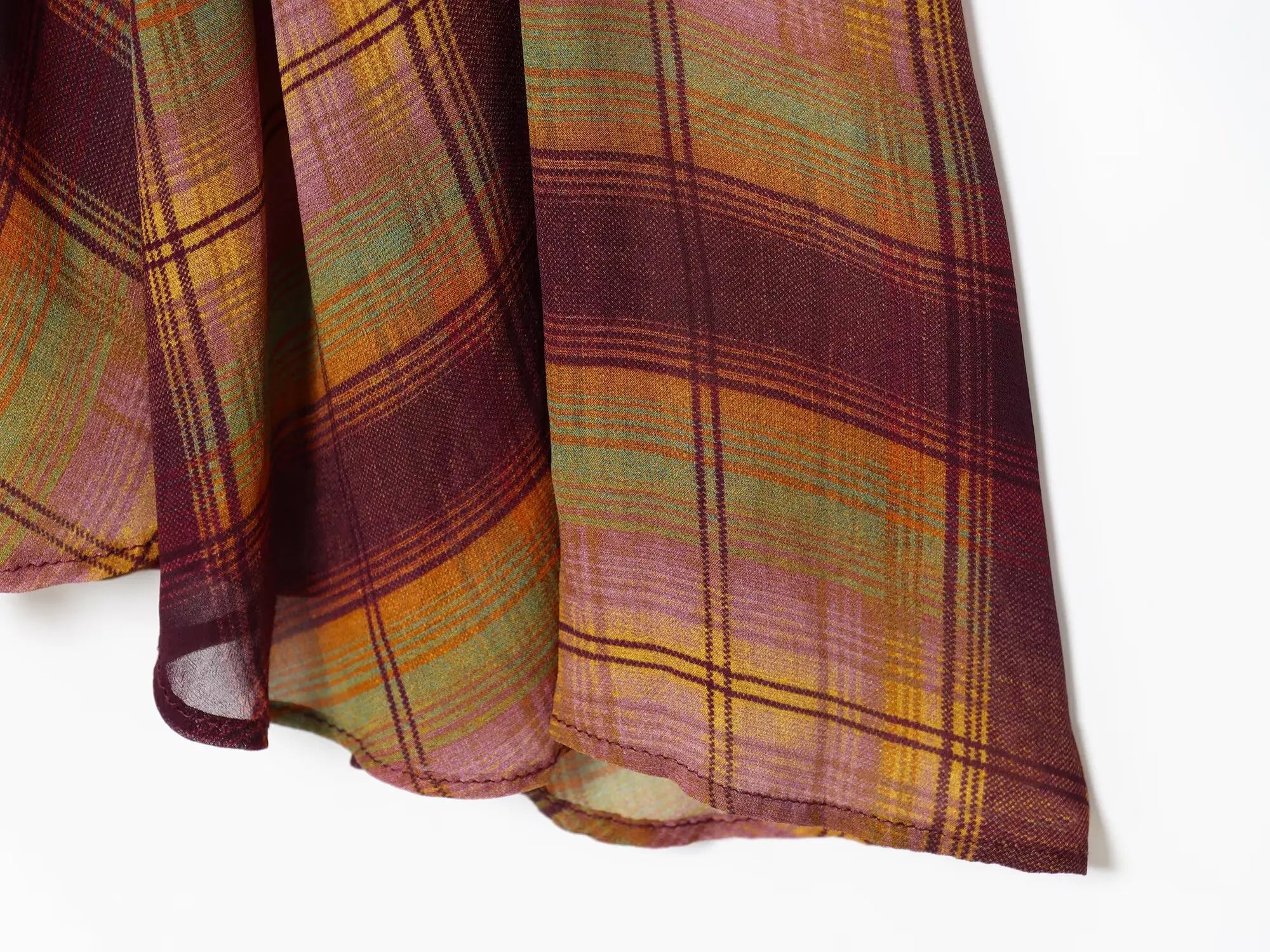 Checkered High Waist Floor Length Skirt