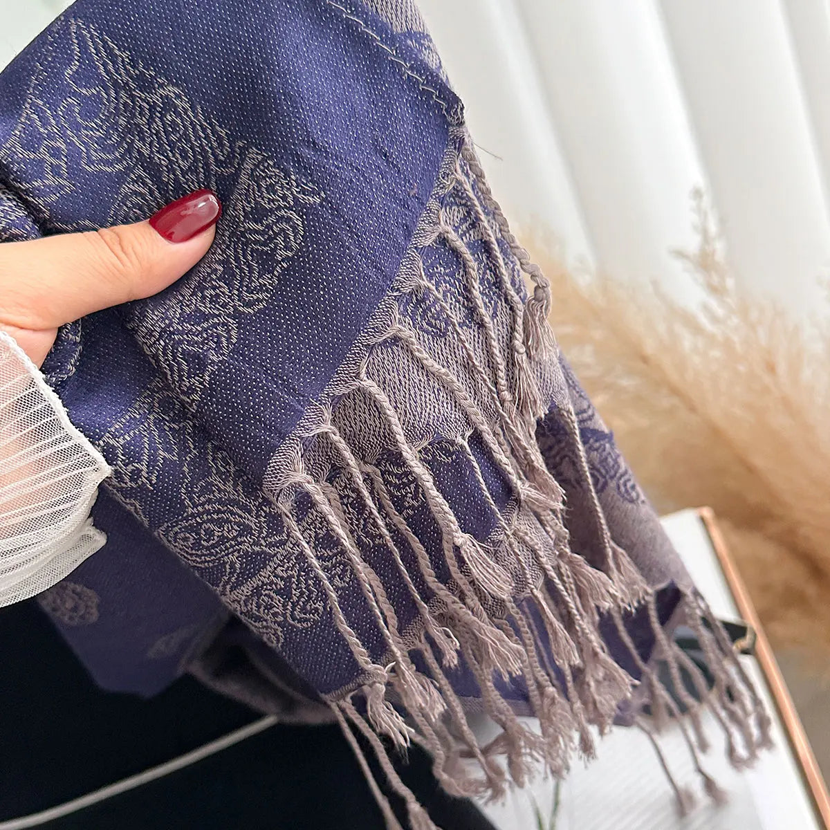 Fringed Paisley Shawl Scarf