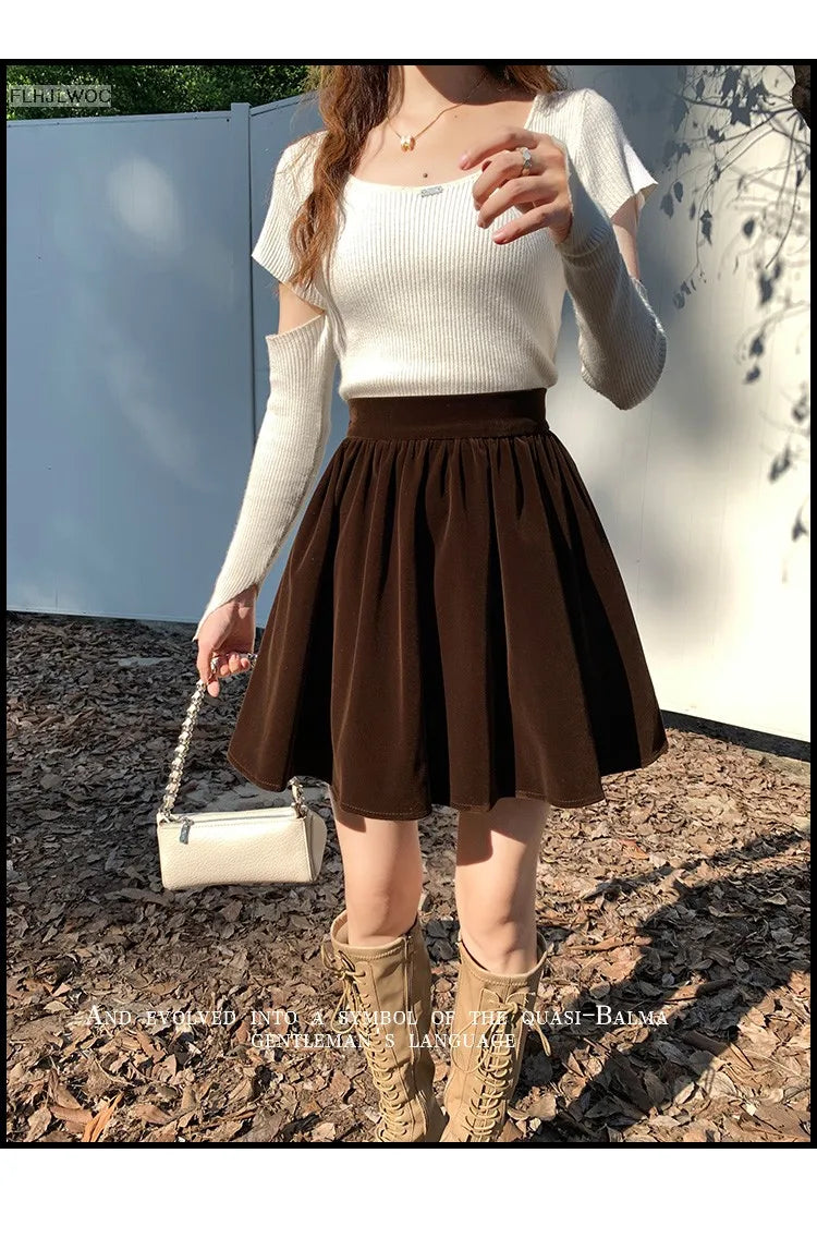 Velvet High-Waist Mini Skirt