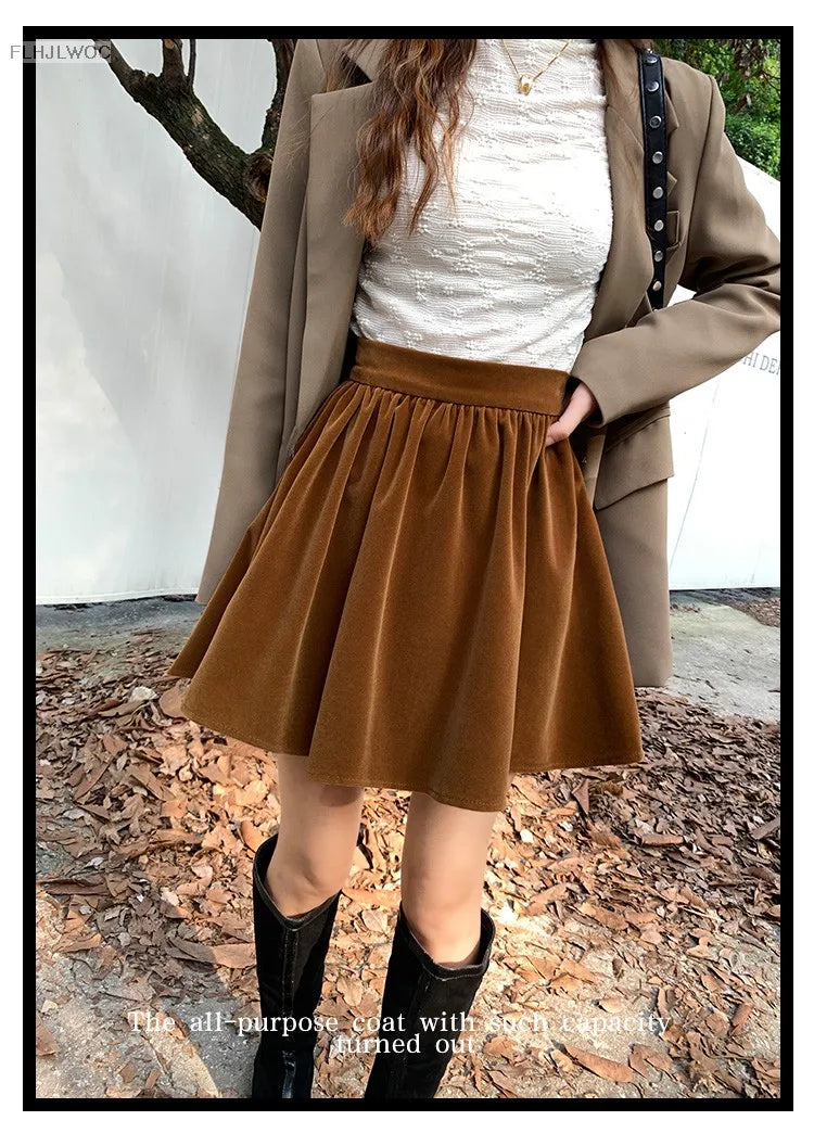 Velvet High-Waist Mini Skirt