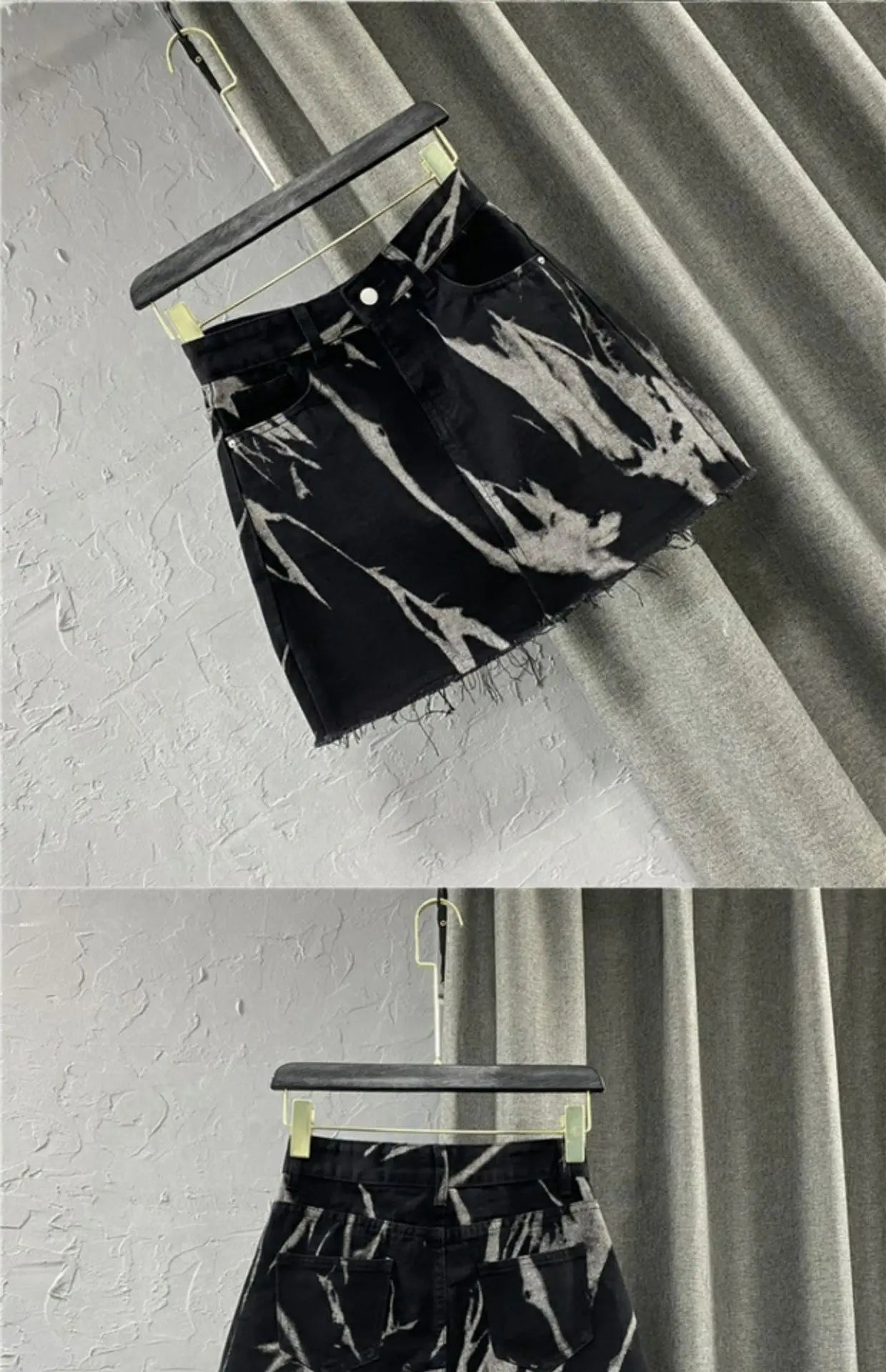 High Waist Slim Denim Skirt with Raw Edges