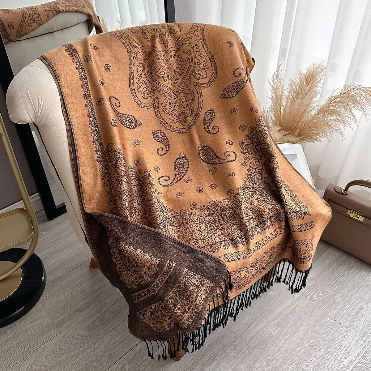 Fringed Paisley Shawl Scarf