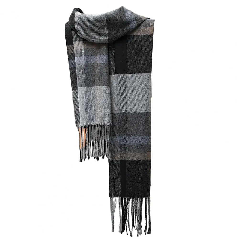 Fringed Plaid Tasseled Cashmere Scarf