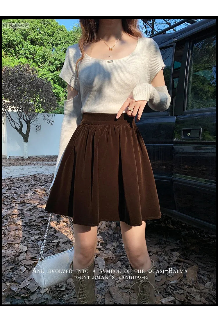 Velvet High-Waist Mini Skirt