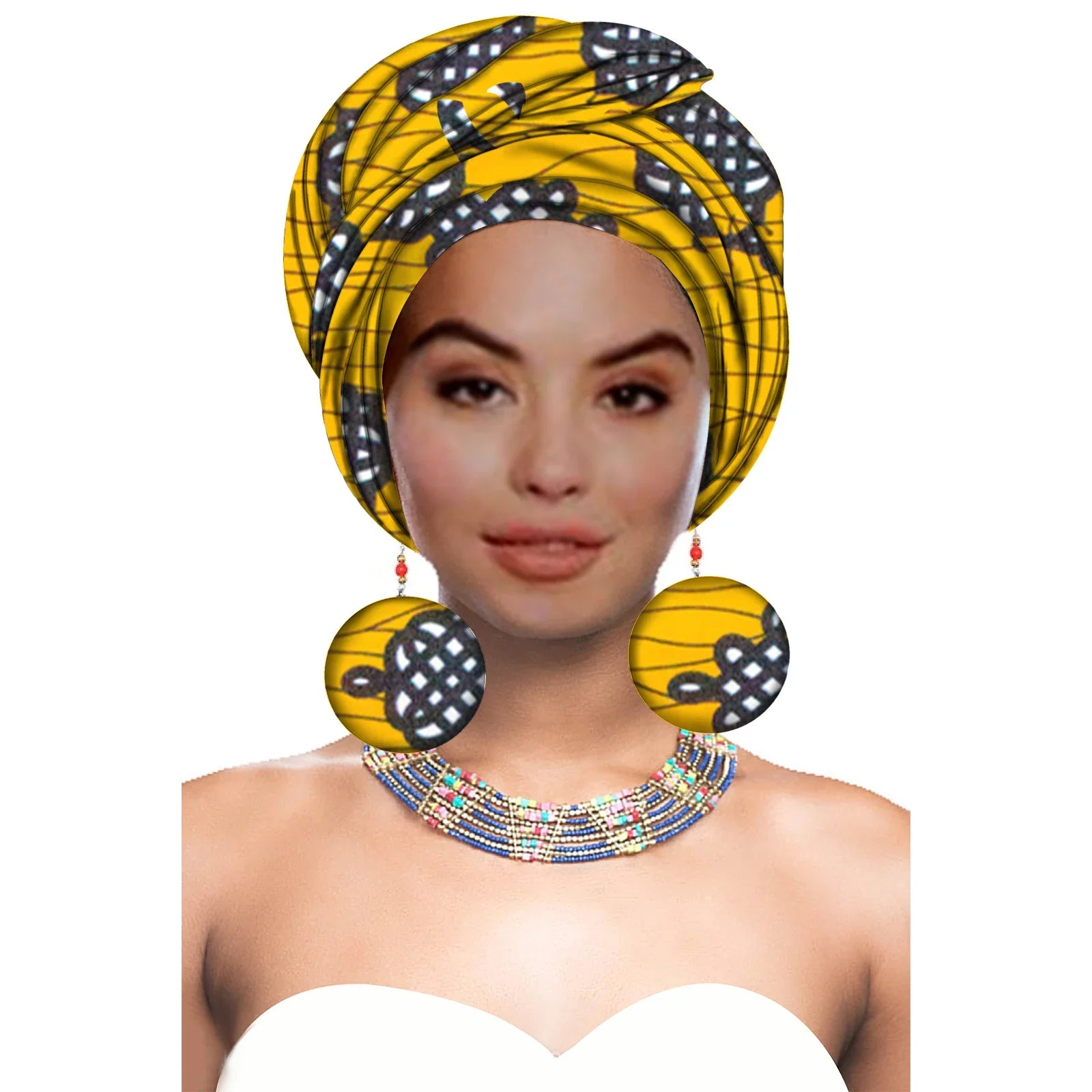 African Headwrap with Matching Earrings