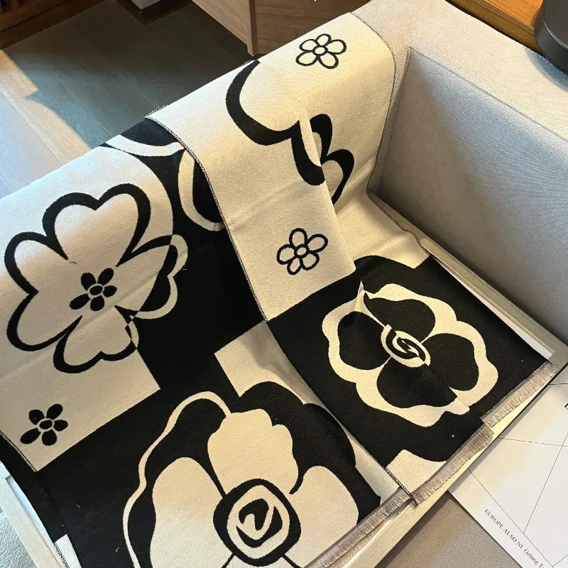 Elegant Flowers Soft Pashmina Long Shawl Scarf