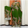African Floral Fashion Dress With Matching Scarf