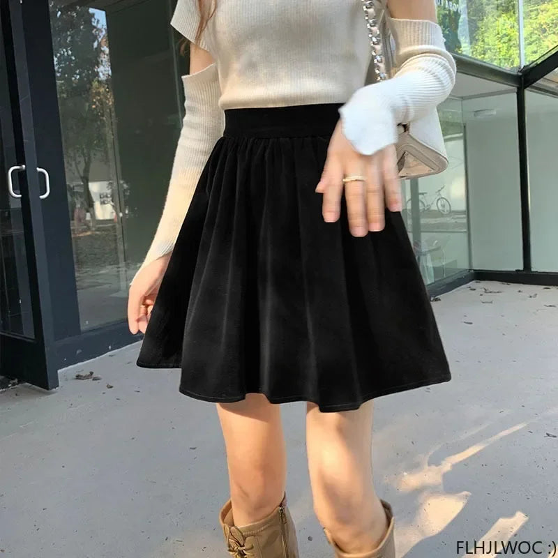 Velvet High-Waist Mini Skirt