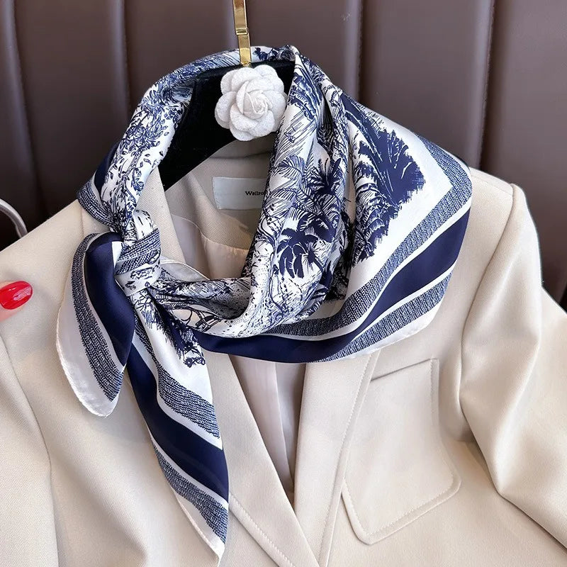 Elegant and Versatile Plant-printed Silk Scarf