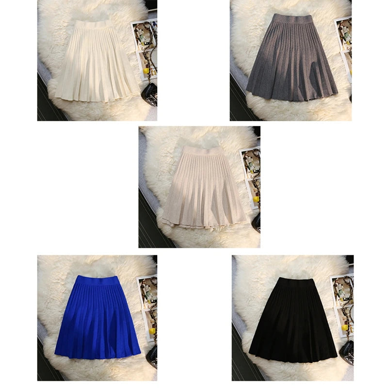 Knit Pleated Short Skirts