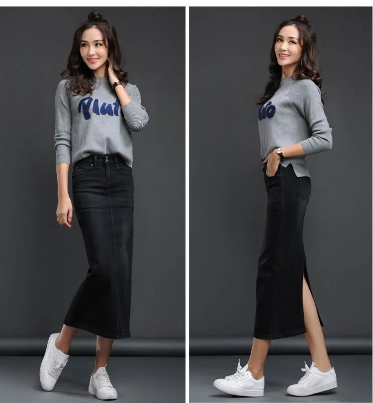 Denim High Waist Jean Skirt