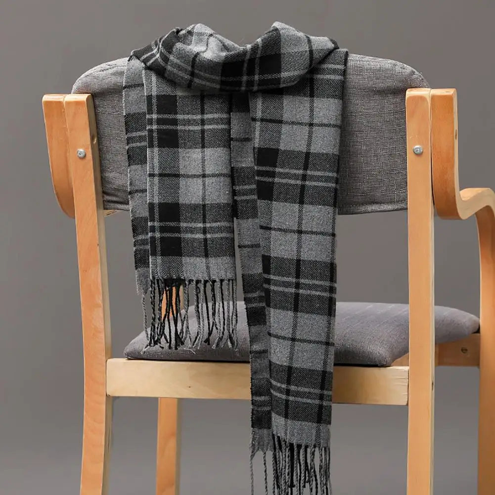 Sanwood Tasseled Plaid Fringed Men's Scarf