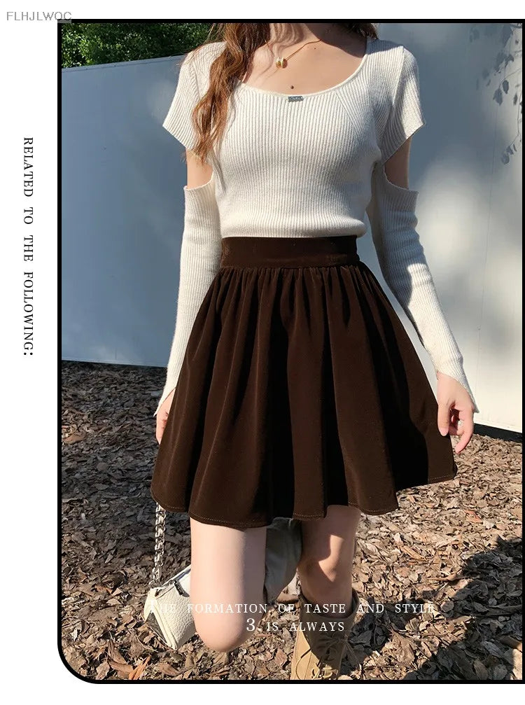 Velvet High-Waist Mini Skirt