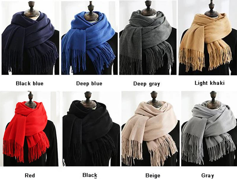 Unisex Cashmere Pashmina Scarf With Tassels