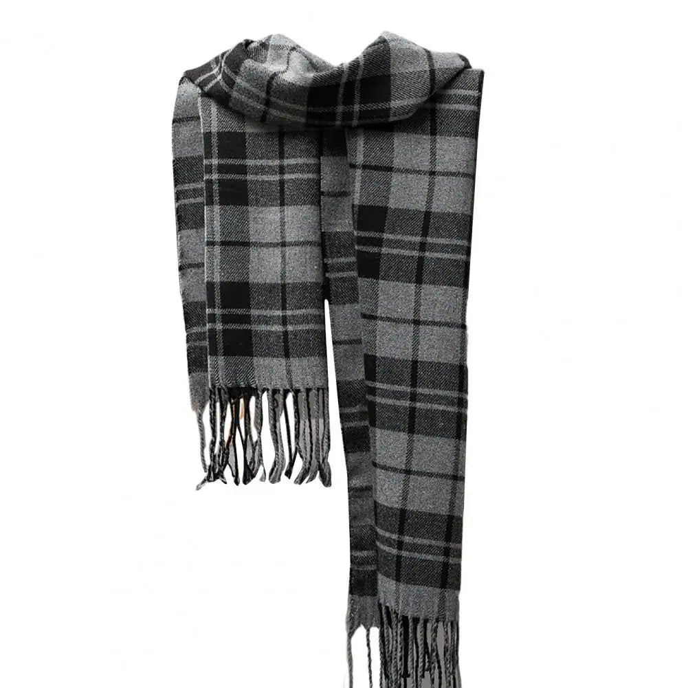 Fringed Plaid Tasseled Cashmere Scarf