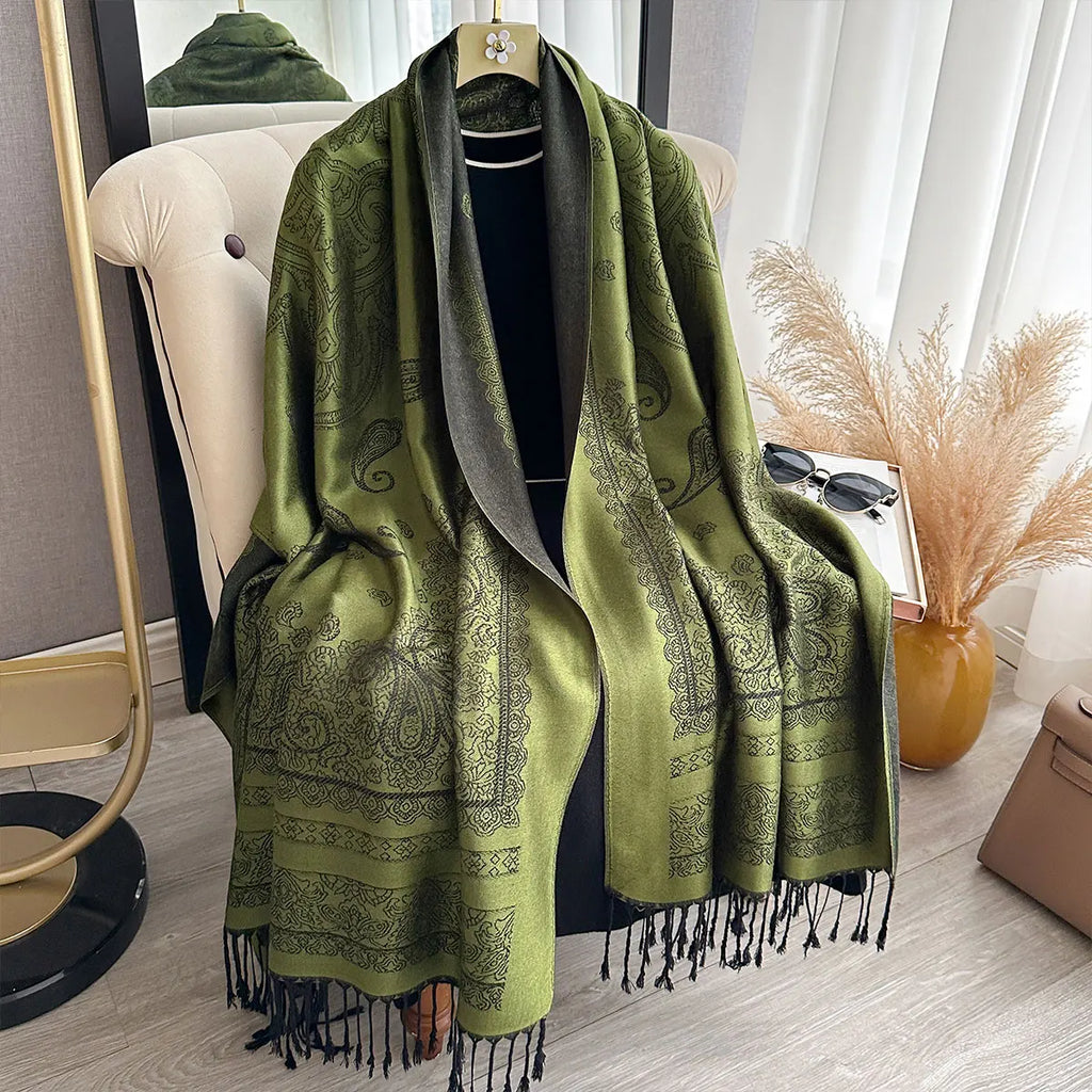 Fringed Paisley Shawl Scarf