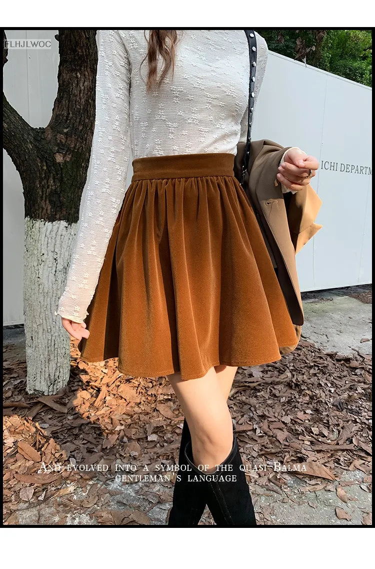 Velvet High-Waist Mini Skirt