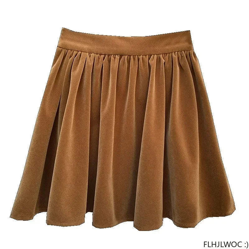 Velvet High-Waist Mini Skirt