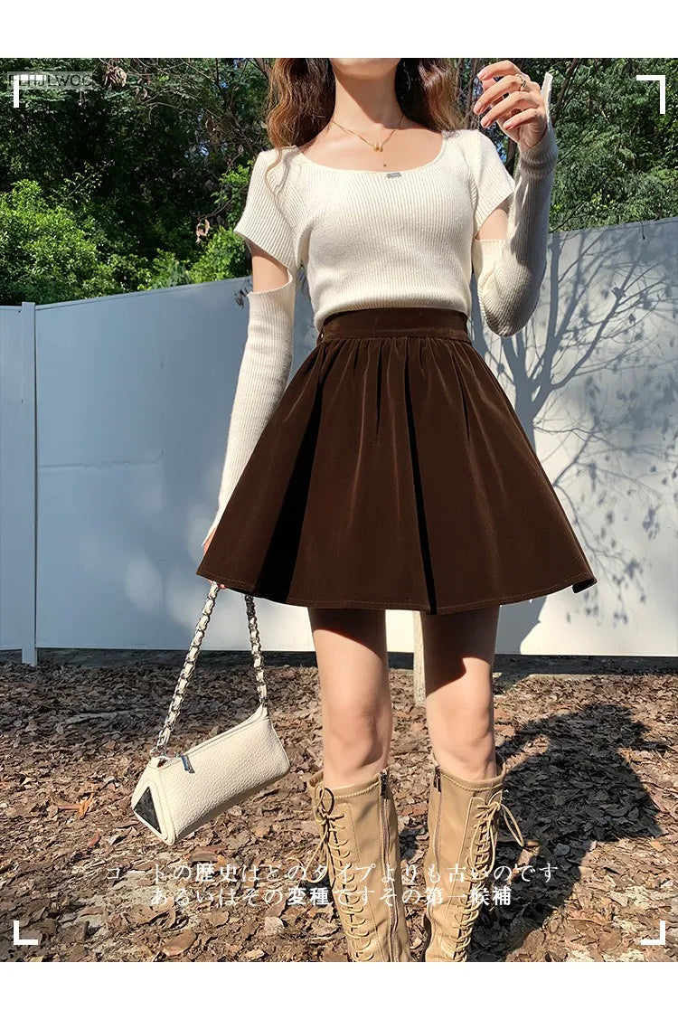 Velvet High-Waist Mini Skirt