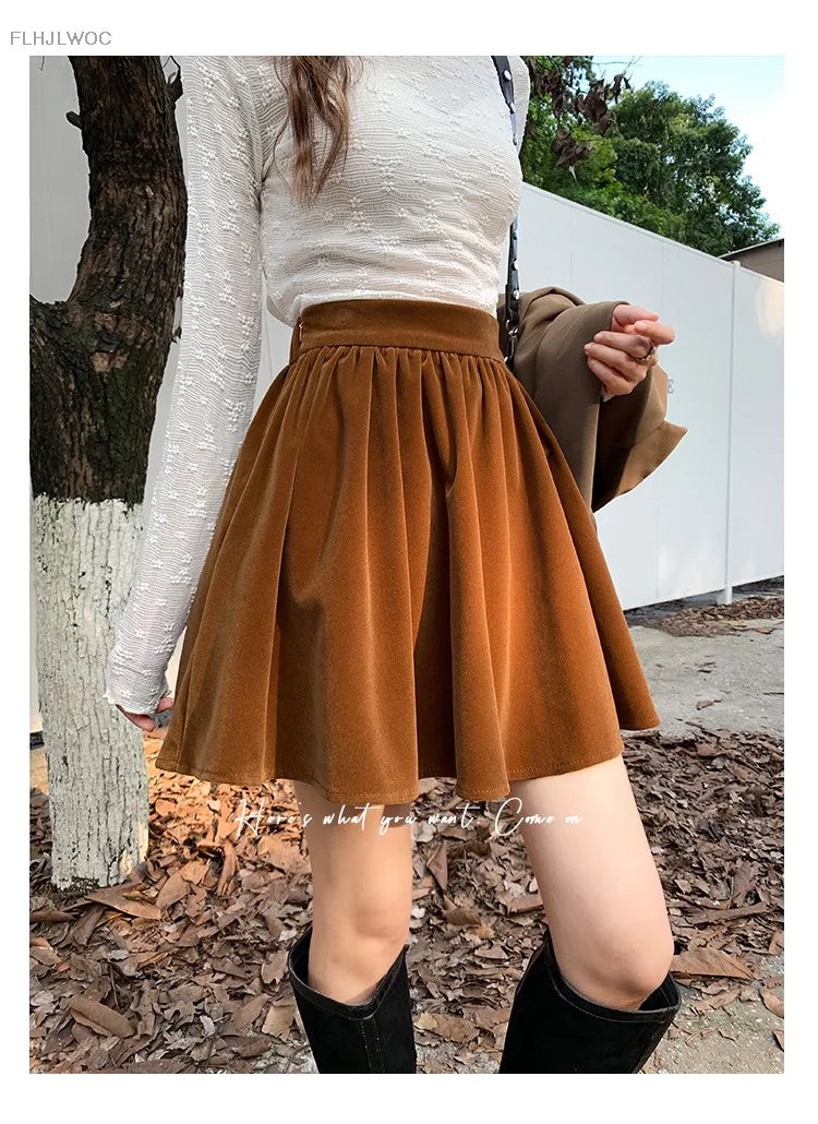 Velvet High-Waist Mini Skirt