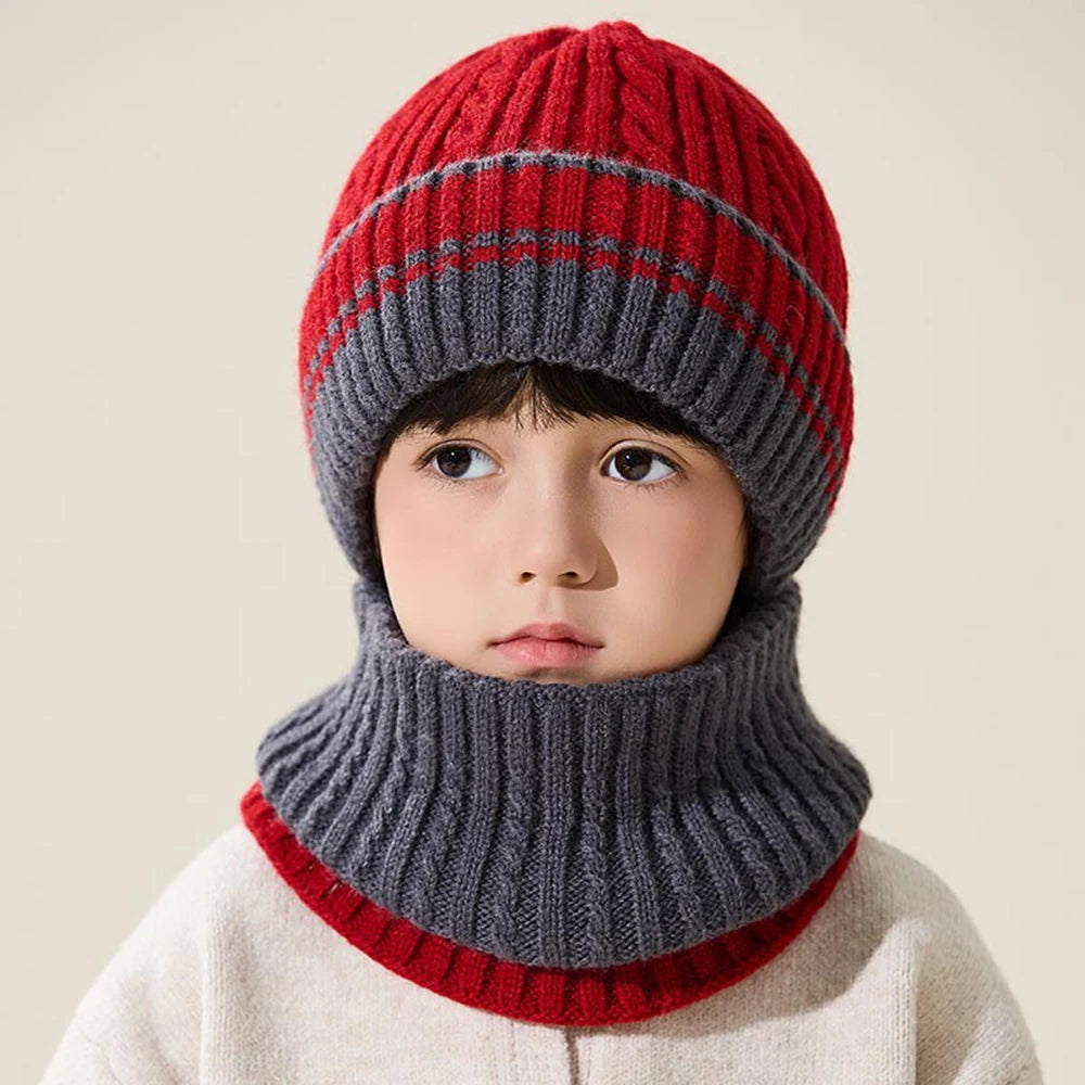 Children's Knitted Wool Hat & Scarf Set