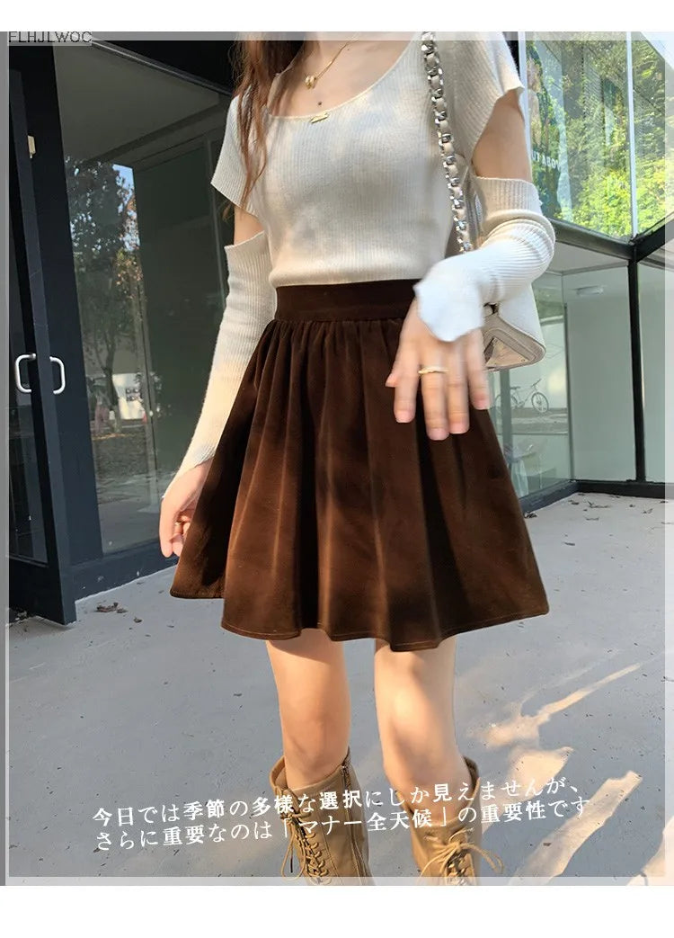 Velvet High-Waist Mini Skirt