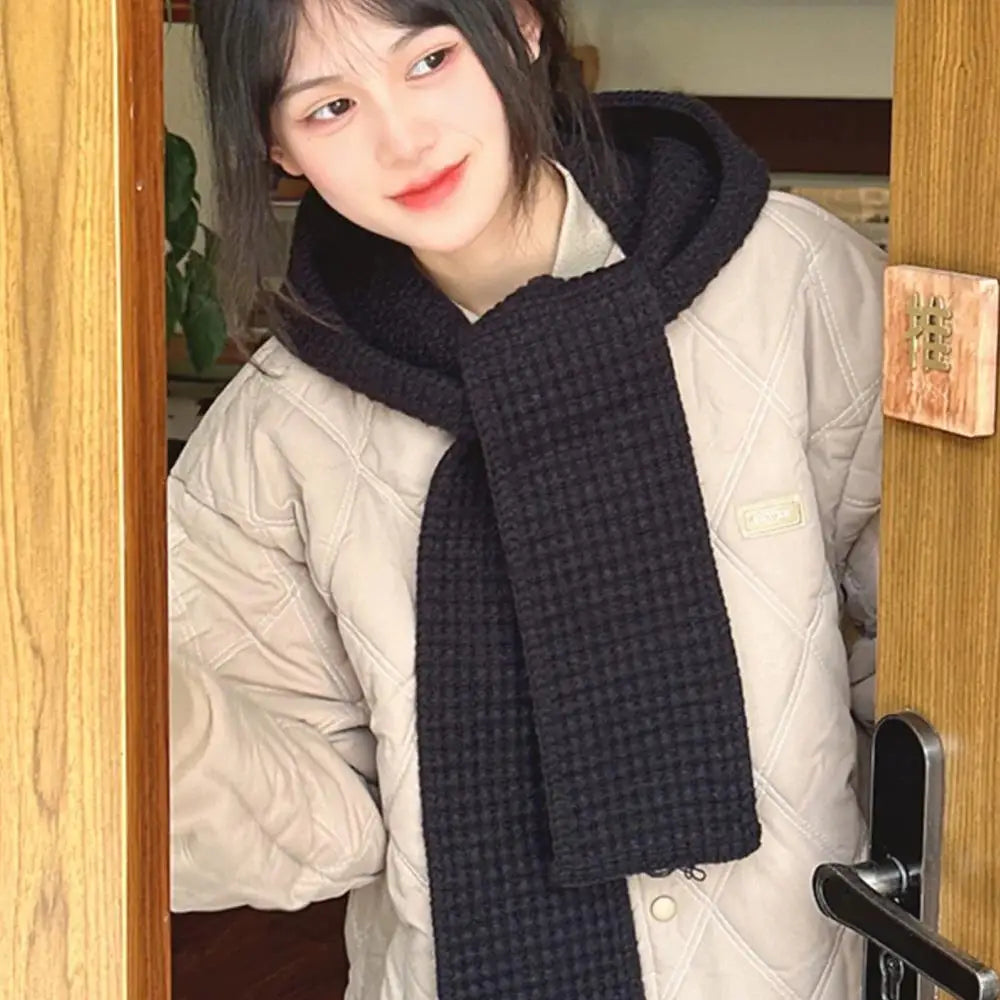 Casual Knit Hooded Scarf
