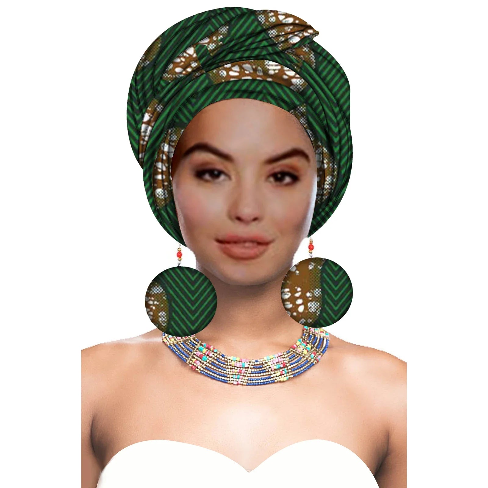 African Headwrap with Matching Earrings