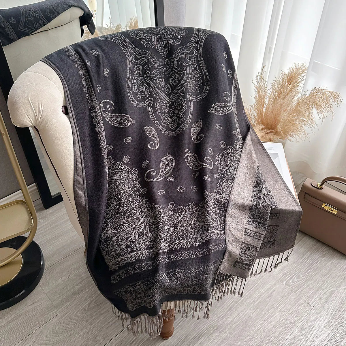 Fringed Paisley Shawl Scarf