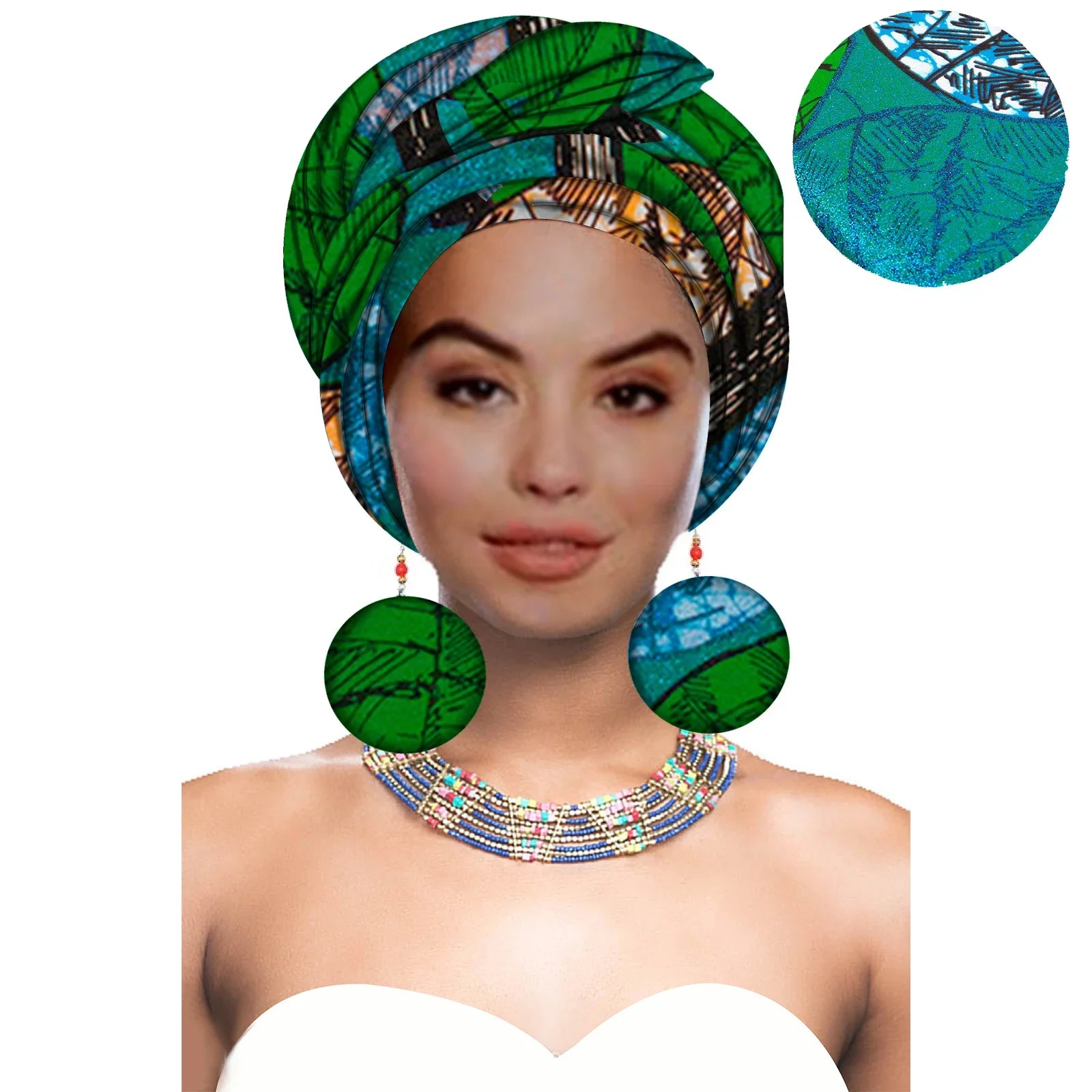 African Headwrap with Matching Earrings