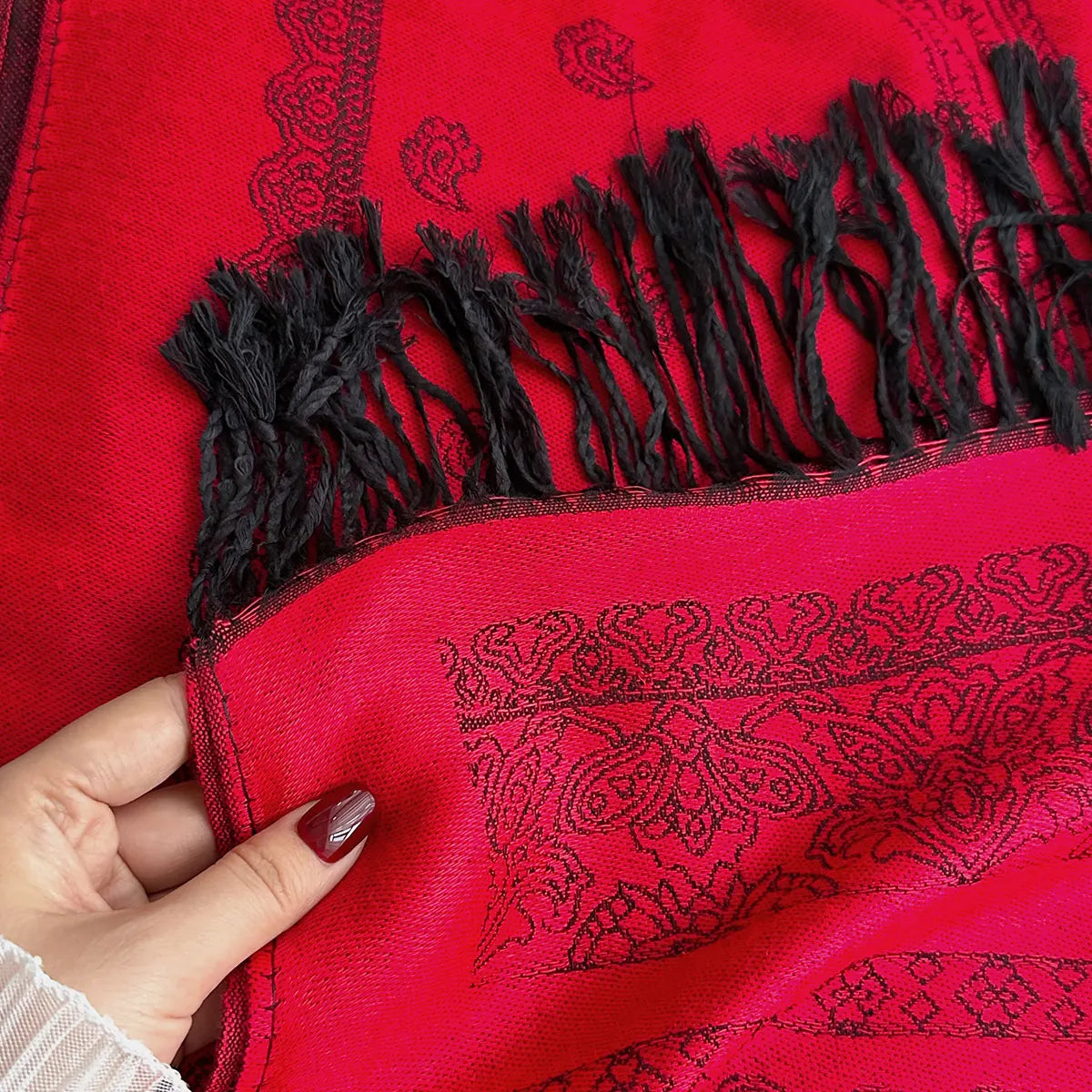 Fringed Paisley Shawl Scarf