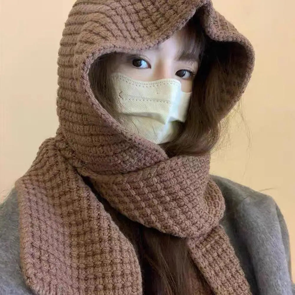 Casual Knit Hooded Scarf
