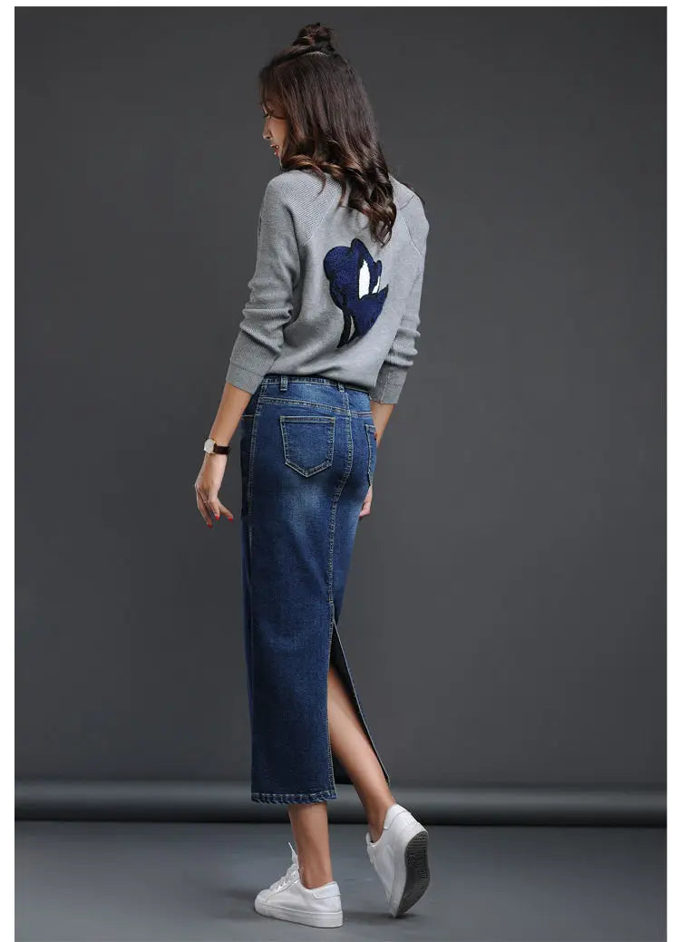Denim High Waist Jean Skirt