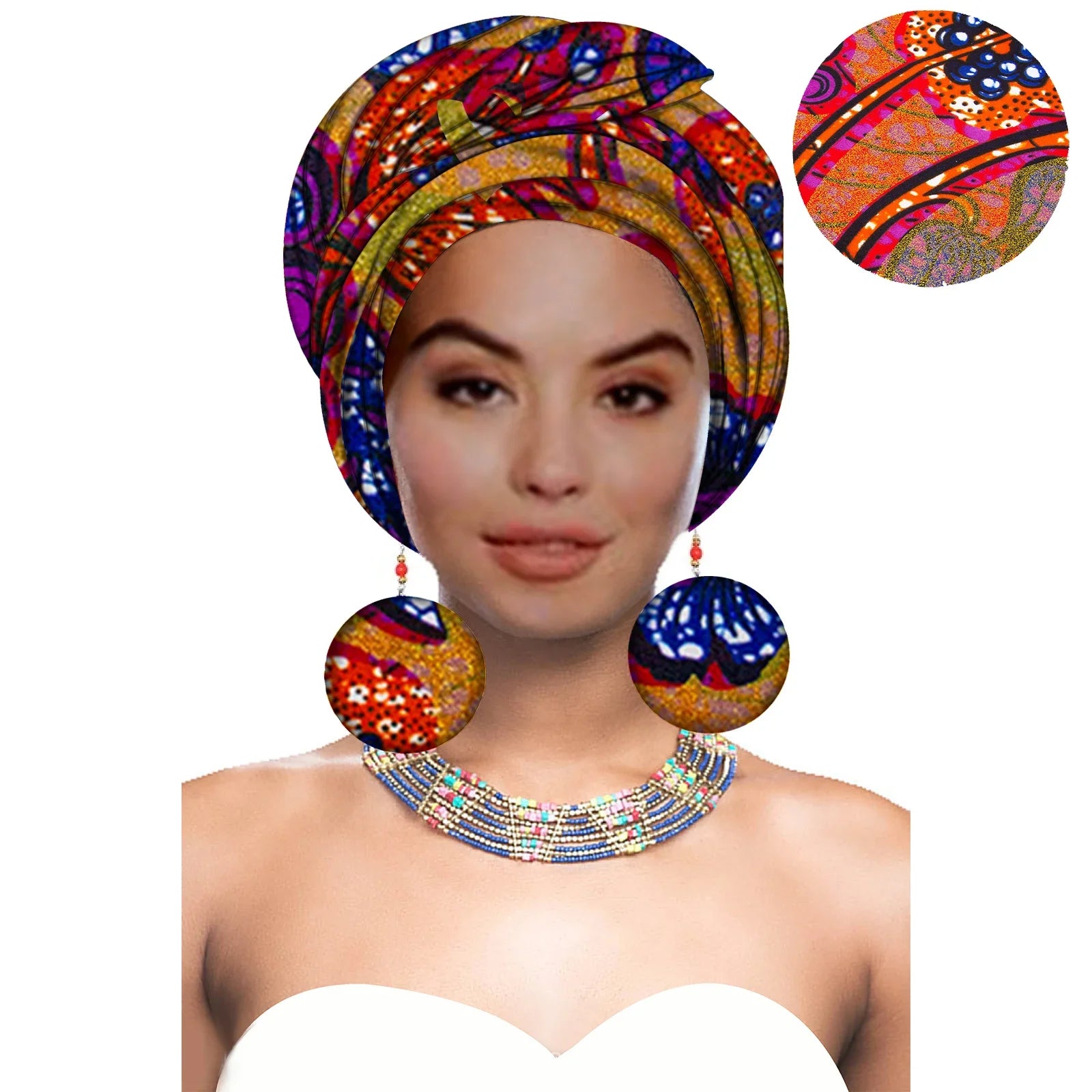 African Headwrap with Matching Earrings