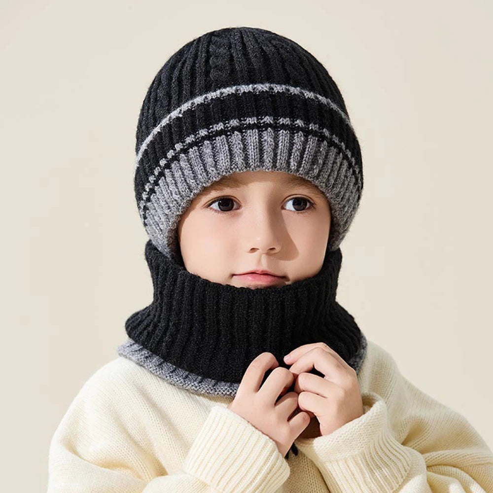 Children's Knitted Wool Hat & Scarf Set